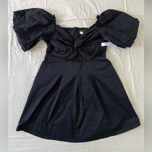 NWT VENUS Black Puff SleeveTaffeta Dress